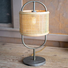 Load image into Gallery viewer, Tall Metal + Rattan Table Lamp
